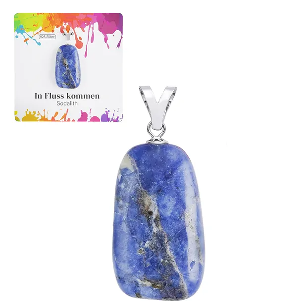 Pendentif Sodalite, Pierre roulée grande, rhodié | Marco Schreier