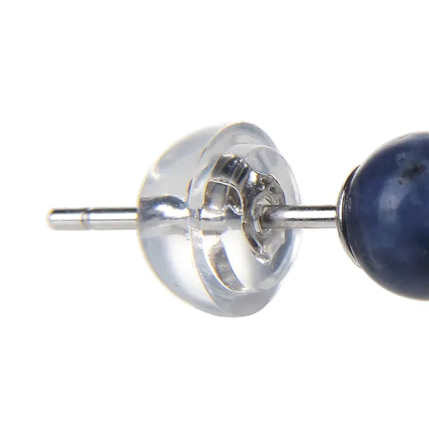 Earstuds Sodalite, ball, 4mm, rhodiniert | wholesaler gems & healing stones