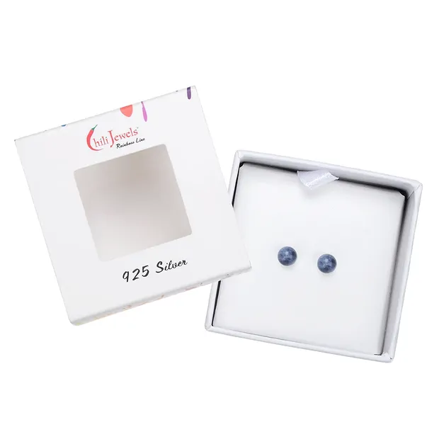 Earstuds Sodalite, ball, 4mm, rhodiniert | wholesaler gems & healing stones