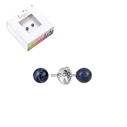 0614645104 Pendientes Sodalita, bola, 4mm, rodinado | Marco Schreier
