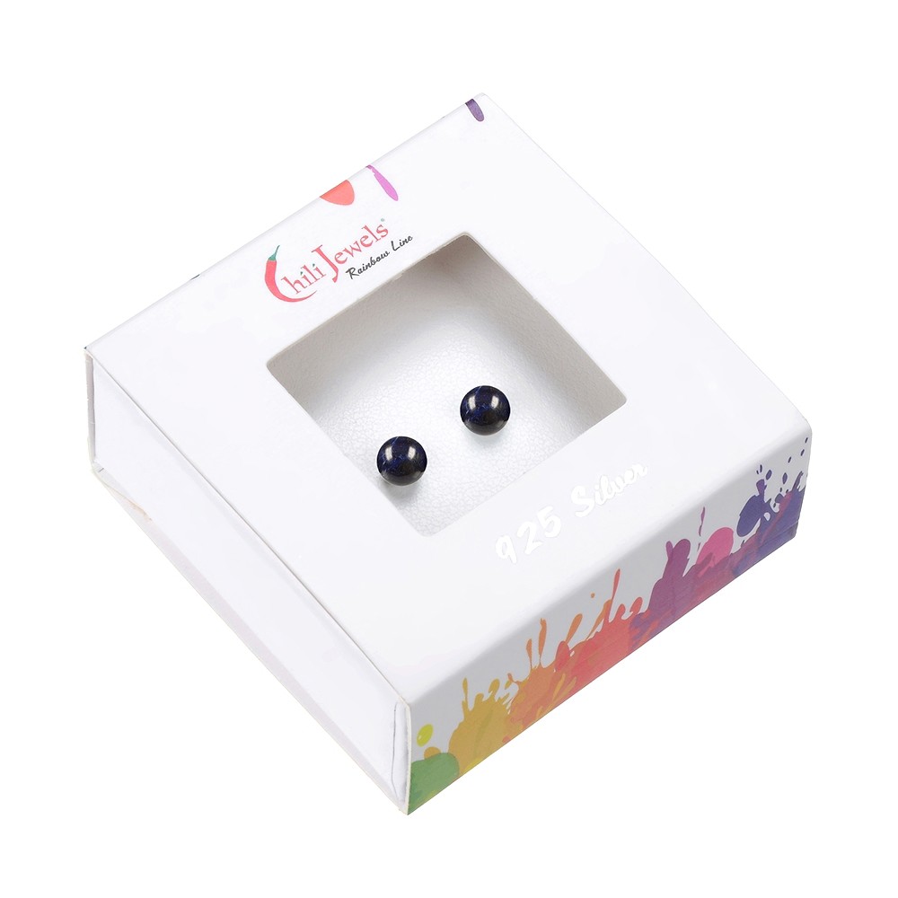 Clous d'oreilles Sodalite, boule, 6mm, rhodié | Marco Schreier