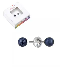 Ohrstecker Sodalith, Kugel, 6mm, rhodiniert | Edelsteine, Heilsteine & Schmuck