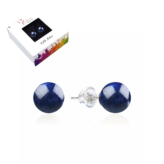 Ohrstecker Sodalith, Kugel, 8mm, rhodiniert | Edelsteine, Heilsteine & Schmuck