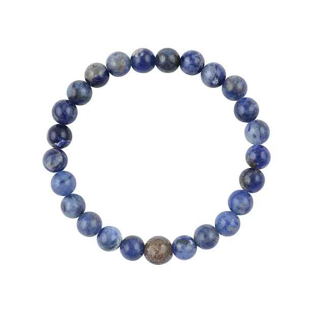 Bracelet, Sodalite, dinosaur bone, 14cm (for children) | Marco Schreier