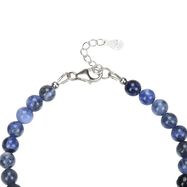 Bracelet Sodalite, beads (6mm), rhodiniert | wholesaler gems & healing stones