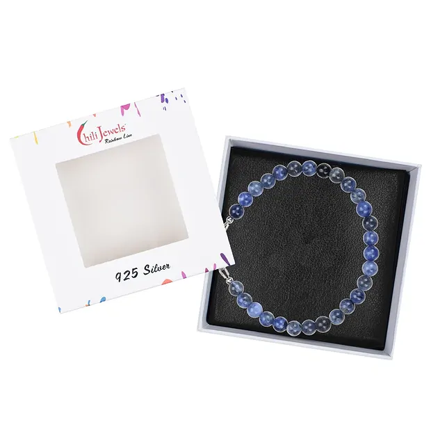 Bracelet Sodalite, beads (6mm), rhodiniert | wholesaler gems & healing stones