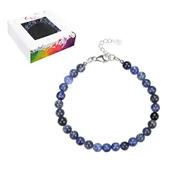 0614659060 Bracelet Sodalite, 6mm beads, extension chain, rhodiniert | Marco Schreier