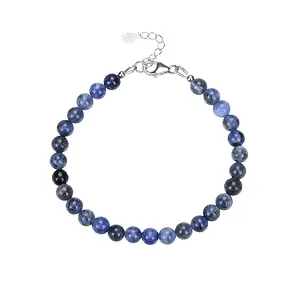 Armband Sodalith, Kugeln (6mm), rhodiniert | GH Edelsteine, Heilsteine & Schmuck