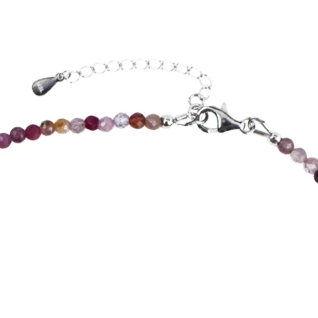 Necklace Spinel pink-red/ faceted, 03mm beads, rhodiniert | Marco Schreier