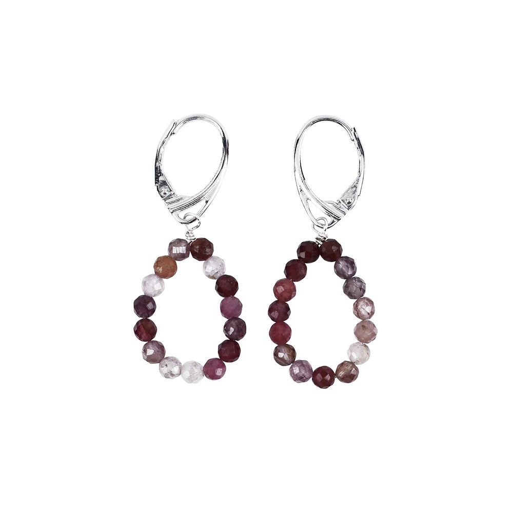 Collar Espinela rosa-rojo/ facetado, cuentas 03mm, rodinado | Marco Schreier