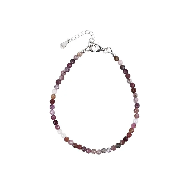 Kette Spinell rosa-rot/ facettetiert, 03mm-Kugeln, rhodiniert | Marco Schreier