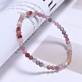 Bracelet, Spinelle (multicolore), 03mm boules, facettes, 14cm (court) | Marco Schreier