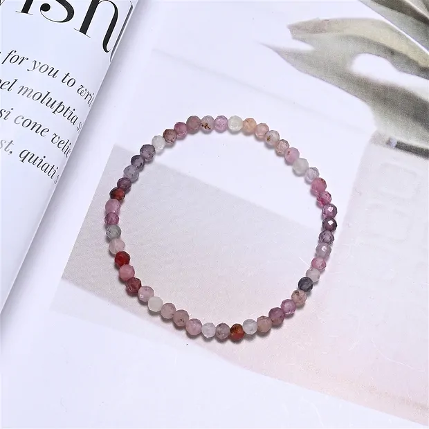 Bracelet, Spinelle (multicolore), 03mm boules, facettes, 14cm (court) | Marco Schreier