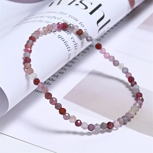 Pulsera, Espinela (de color), cuentas de 03mm, facetada, 19cm | Marco Schreier