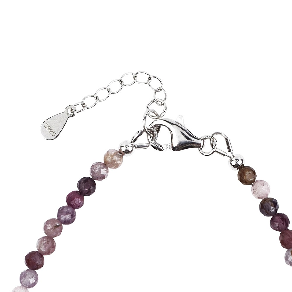 Armband Spinell rot-rosa/multicolor facettiert, 03mm-Kugeln, Verlängerungskettchen, rhodiniert  | Marco Schreier