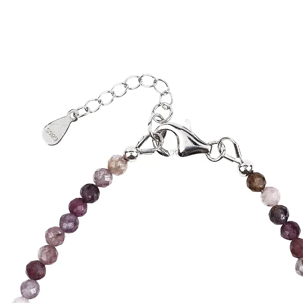 Armband Spinell rot-rosa/multicolor facettiert, 03mm-Kugeln, Verlängerungskettchen, rhodiniert | Marco Schreier