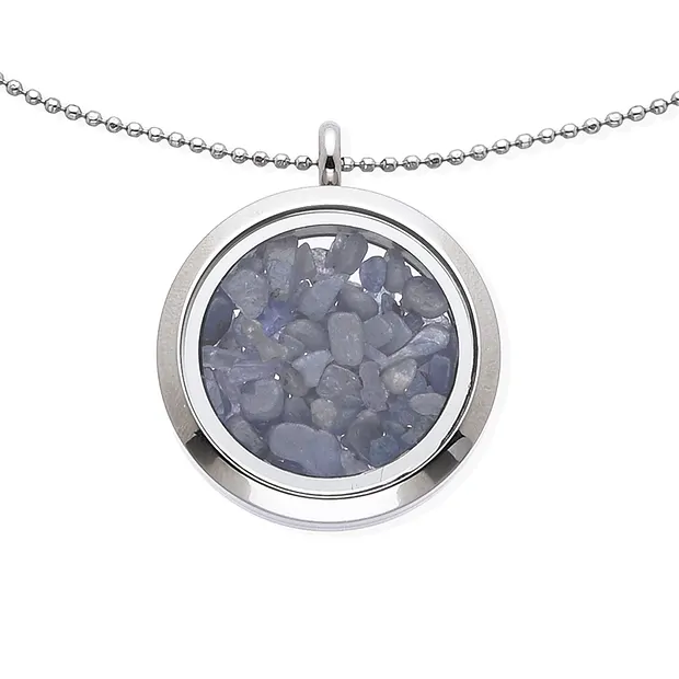 Ciondolo in tanzanite, 3,5 cm, acciaio inossidabile, con catena | Marco Schreier