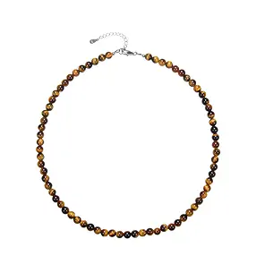 Kette Tigerauge, 6mm-Kugeln, rhodiniert, Geschenkschachtel | Marco Schreier