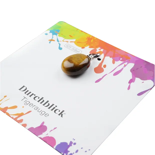 Pendant Tiger's Eye, Tumbled Stone small, rhodiniert | Marco Schreier