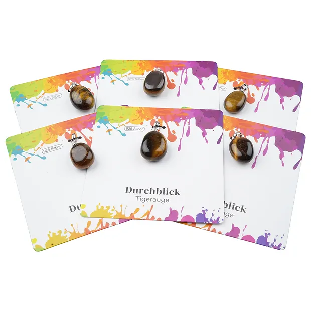 Pendant Tiger's Eye, Tumbled Stone small, rhodiniert | Marco Schreier