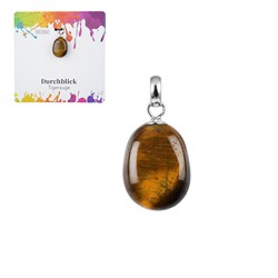 0615325106 Anhänger Tigerauge, Trommelstein klein, rhodiniert | Marco Schreier