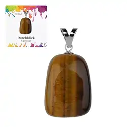 0615325107 Pendentif Oeil-de-tigre, Pierre roulée grande, rhodié  | Marco Schreier