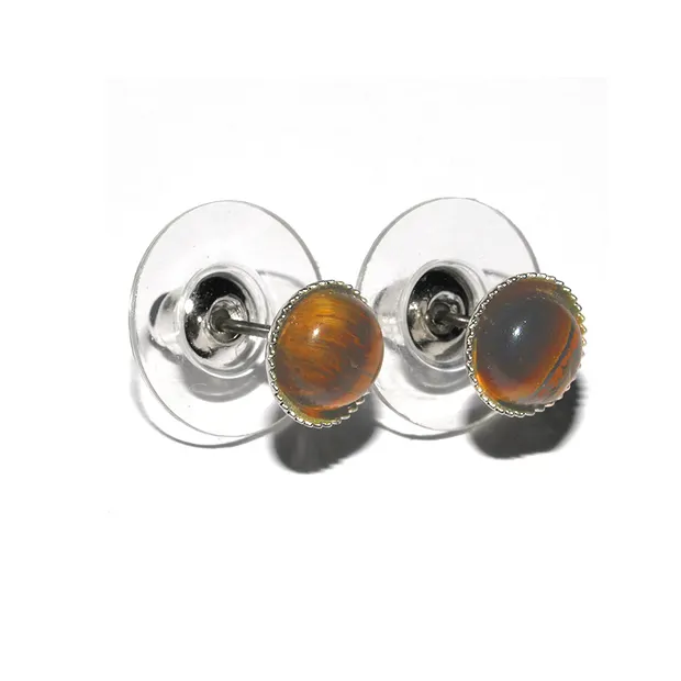 Orecchini, Occhio di tigre, cabochon da 06 mm, metallo | Marco Schreier