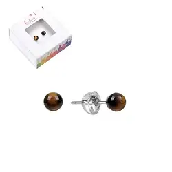 0615345104 Ohrstecker Tigerauge, Kugel, 4mm, rhodiniert | Edelsteine, Heilsteine & Schmuck