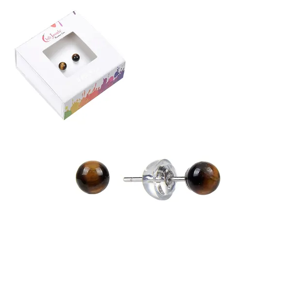 Ohrstecker Tigerauge, Kugel, 4mm, rhodiniert | Edelsteine, Heilsteine & Schmuck