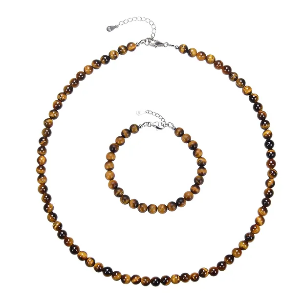 Earrings Tiger's Eye 6mm beads, rhodiniert, gift box | Marco Schreier