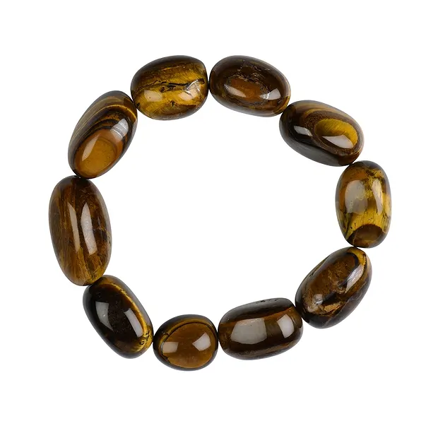 Bracelet, Tiger's Eye (gold), 12-14mm nuggets | wholesaler gems & healing stones