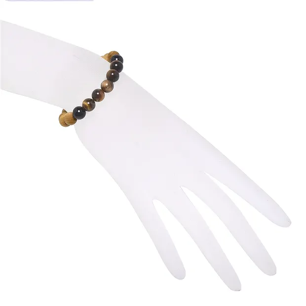 Bracciale, Occhio di tigre, Schorl, legno di sandalo, 8 mm, 17 cm | Marco Schreier
