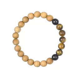 0615350160 Pulsera, Ojo de tigre, Turmalina negra, Sándalo, 8mm, 17cm | Marco Schreier
