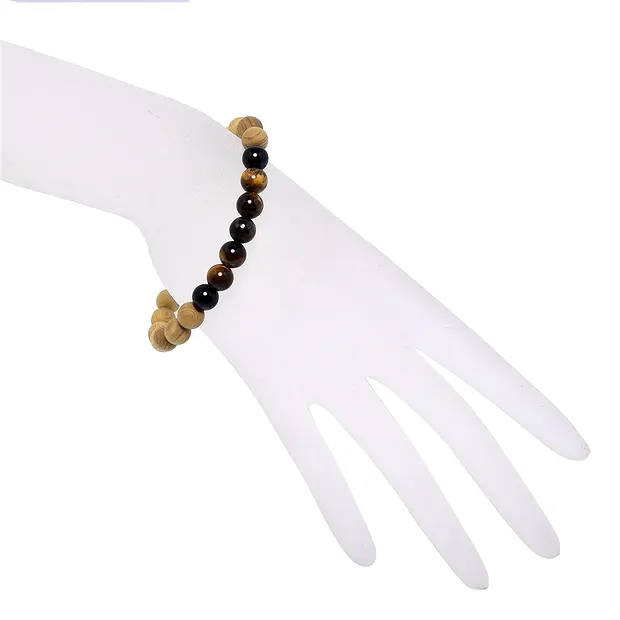 Pulsera, Ojo de tigre, Turmalina negra, Sándalo, 8mm, 20cm | Marco Schreier