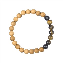 0615350161 Pulsera, Ojo de tigre, Turmalina negra, S&#xE1;ndalo, 8mm, 20cm | Marco Schreier