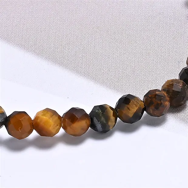 Bracelet, Tiger's Eye (gold), 03mm beads, faceted, 14cm (short) | Marco Schreier