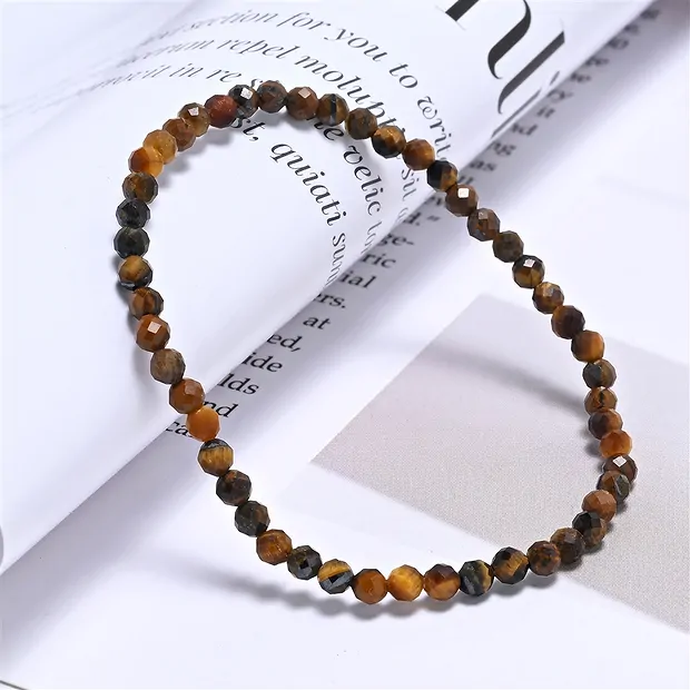 Armband, Tigerauge (gold), 03mm Kugeln, facettiert, 14cm (kurz) | Marco Schreier