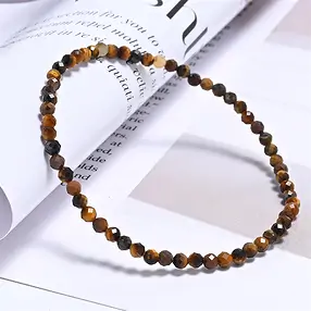Bracelet, Oeil-de-tigre (Or), 03mm boules, facettes, 19cm | Marco Schreier
