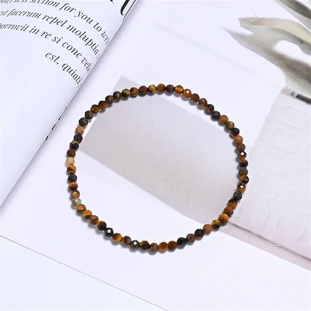 Armband, Tigerauge (gold), 03mm Kugeln, facettiert, 19cm | Marco Schreier