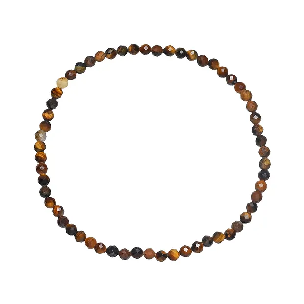 Bracciale, Occhio di tigre (Oro), perline da 03 mm, sfaccettate, 19 cm | Marco Schreier