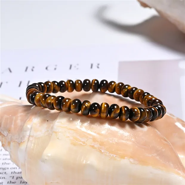 Pulsera, Ojo de tigre (Oro), 04 x 06mm Botón | Marco Schreier
