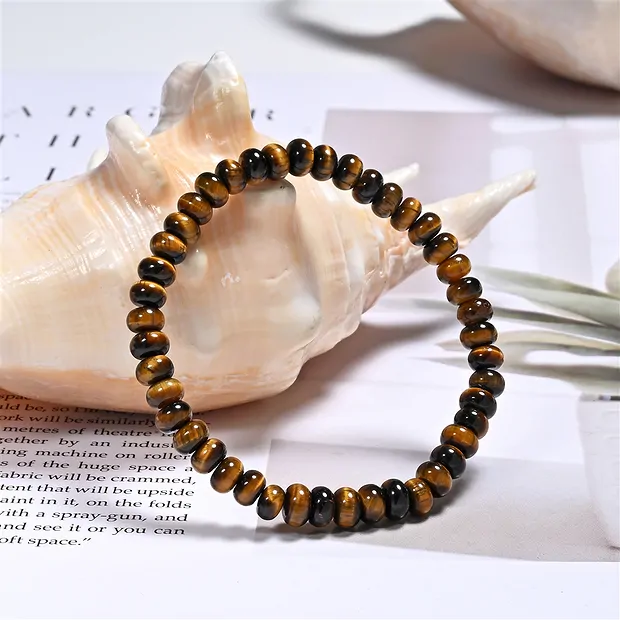 Armband, Tigerauge (gold), 04 x 06mm Button | Edelsteine, Heilsteine & Schmuck