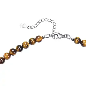 Armband Tigerauge, Kugeln (6mm), rhodiniert | Edelsteine, Heilsteine & Schmuck