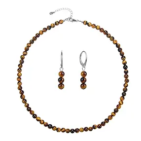 Armband Tigerauge, Kugeln (6mm), rhodiniert | Edelsteine, Heilsteine & Schmuck