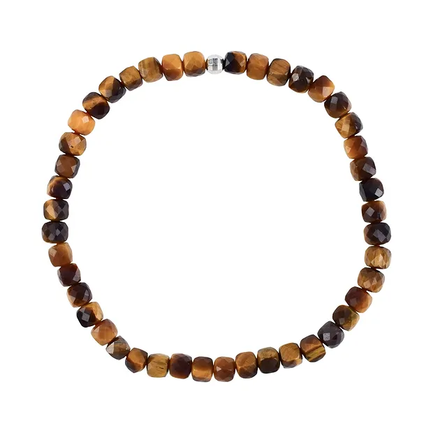 Bracciale, Occhio di tigre (Oro), cubo sfaccettato di 05 mm | Marco Schreier