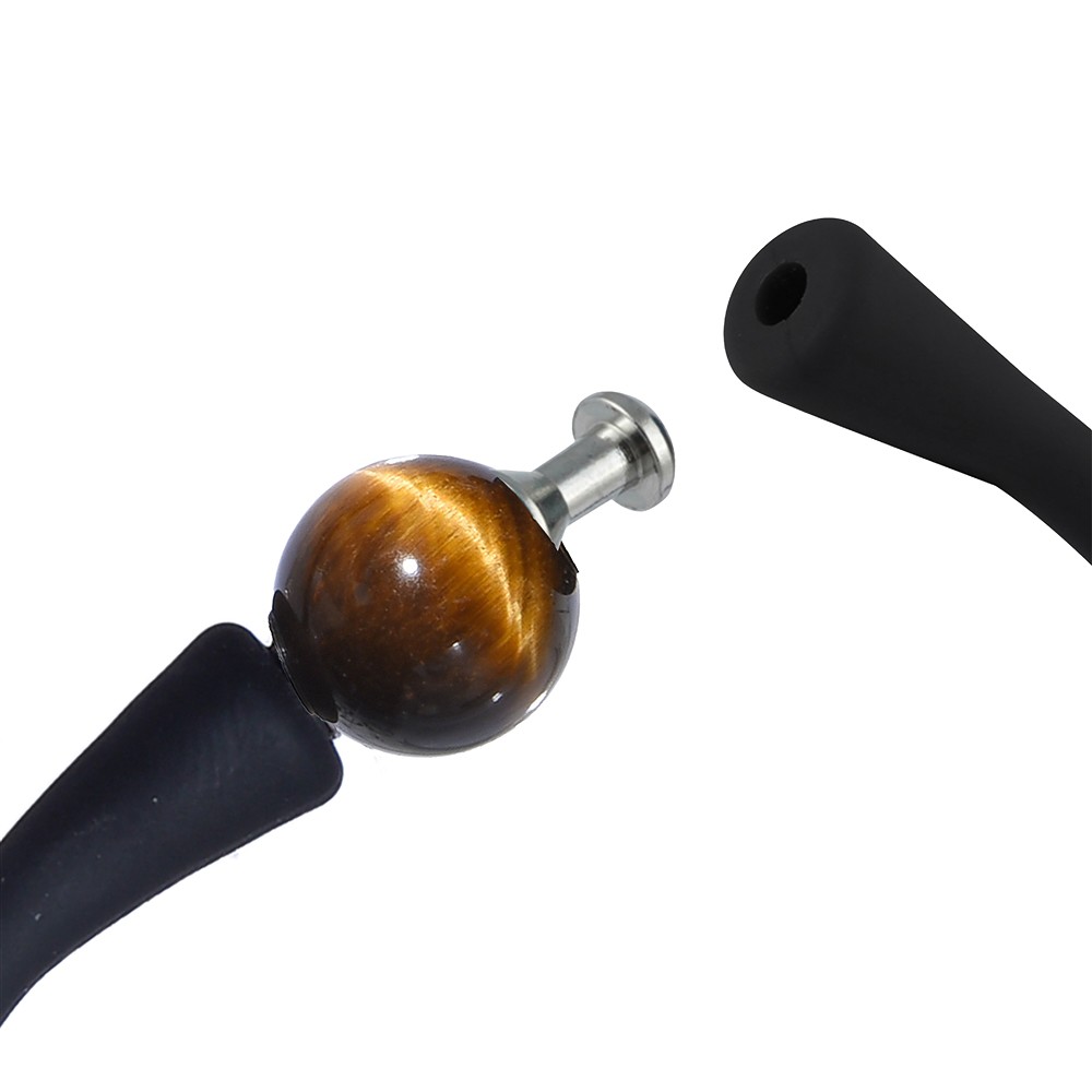 Armband Tigerauge Kugel (10mm), Silikon (schwarz), 18cm | Marco Schreier