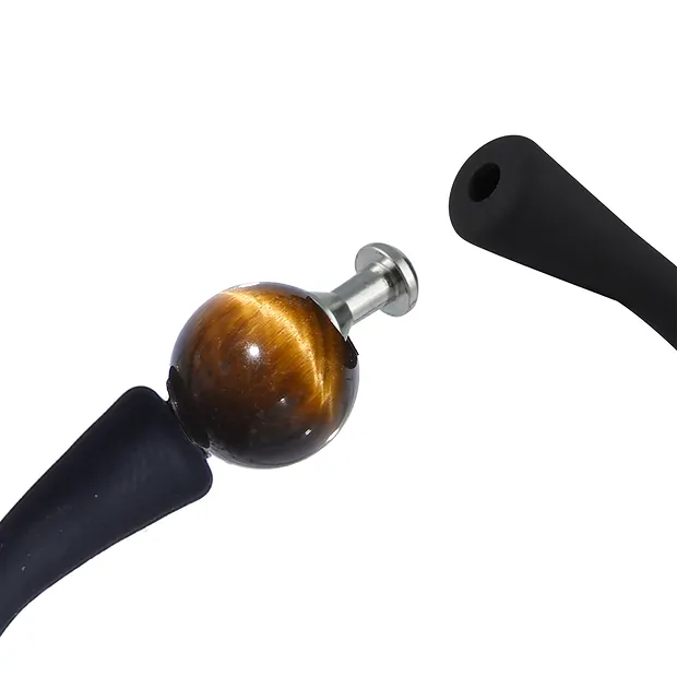 Armband Tigerauge Kugel (10mm), Silikon (schwarz), 18cm | Marco Schreier