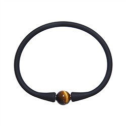 0615361005 Bracelet en perles rondes Oeil-de-tigre (10mm), silicone (noir), 18cm | Marco Schreier