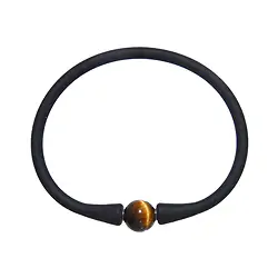 0615361005 Armband Tigerauge Kugel (10mm), Silikon (schwarz), 18cm | Marco Schreier