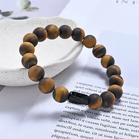 Armband, Tigerauge, Schörl, 10mm Kugeln  | GH Edelsteine, Heilsteine & Schmuck